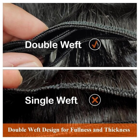 Weft Hair Extensions Human Hair 22 Inch Sew In Hair Extensions Remy Straight Hai - Picture 5 of 9